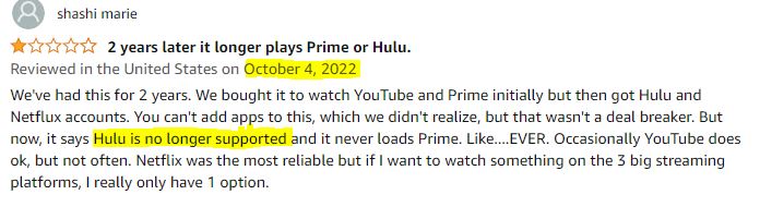 Hulu no longer supported in Sony UBP-700